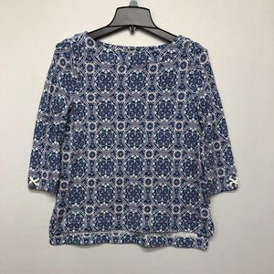 T by Talbots Women 3/4 Sleeve Blouse Top Shirt Size Small Petite SP Blue M128 15